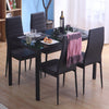 Tempered Glass Top Dining Table Chair Set Black/White 4/6 Kitchen Leather Chairs
