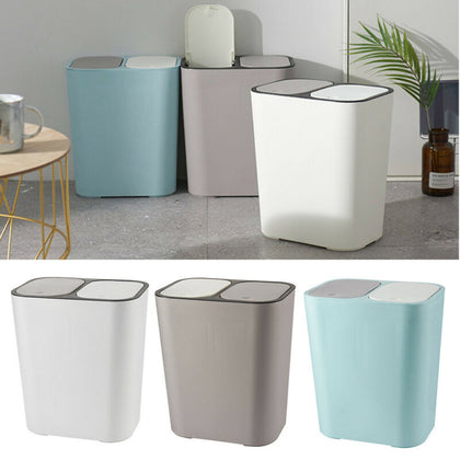 2 In 1 Trash Can Kitchen Living Room 12L Recycling Rubbish Separate Waste Bin