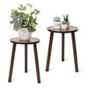 2 Set Classic Small Side Table Wooden Plant Stand For Balcony Living Room Garden