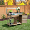Garden Patio Potting Table Wooden Planting Bench Workstation W/ Cabinet Drawer