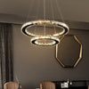 Dimmable Pendant LED Crystal Chandelier Circular Ceiling Light Living Room UK
