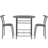 3 Pcs Compact Dining Room Set Kitchen Breakfast Bar Table with Storage Shelf