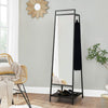 Clothes Hanging Rail Rack Full Length Mirror Standing Hat/Shoes Storage Stand
