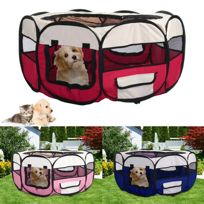 Foldable Pop Up Fabric Dog Crate Cat Cage Pet Travel Puppy Play Pen Tent Outdoor