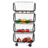 4 Tiers Kitchen Storage Trolley Cart Rack Tray Metel Wire Basket Shelf Rolling