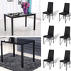 Tempered Glass Top Dining Table Chair Set Black/White 4/6 Kitchen Leather Chairs