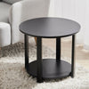 2 Tier Wooden Coffee Table With Metal Legs 50/60cm Round Side Table Home Office