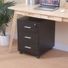 Black Mobile 3 Drawers Filing Pedestal Cabinets File Chest Storage Wooden Office