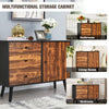 Industrial Storage Cabinet Adjustable Wooden Buffet Sideboard W/ 3 Drawers &Door