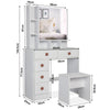 Dressing Table with Drawers, Mirror Stool Set Makeup Desk Vanity Table Bedroom