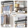 Classic Black Clothes Rail Metal Garment Rack Coat Stand with Top Storage Shelf