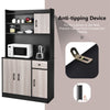 5-Position Adjustable Kitchen Pantry Buffet Cabinet Microwave Storage Cabinet