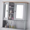 Bathroom Wall Cabinet Storage Cupboard with Mirror Wooden Shelves White Or Grey