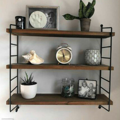 3 Tier Floating Shelves Metal Brackets Wall Mounted Shelf Over Toilet Bathroom