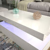 Modern High Gloss White Wood Coffee Table for Living Room RGB LED Lights