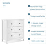 Large Chest of 3 Drawers White Cabinet Storage Unite Wood Anti-Bowing Supports
