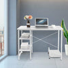 Computer Desk PC Table Workstation Home Office with 2 Shelves Walnut/White