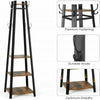 Industrial Coat Rack Stand Hall Tree Shelves Free Standing w 8 Dual Hooks Holder