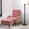 Reclining Armchair Sofa Chair with Footstool Velvet Upholstered Lounger Home