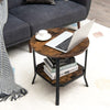 2-Tier Round End Table Industrial Sofa Side Table w/ Open Shelf and Steel Legs