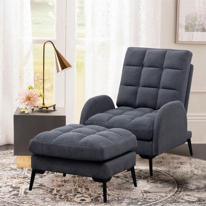 Matte Velvet Tub Occasional Lounger Accent Chair Recliner Armchair Footstool Set