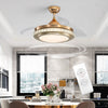 Retractable LED Ceiling Fan with Lights Crystal Chandelier Dimmable Lamp Remote