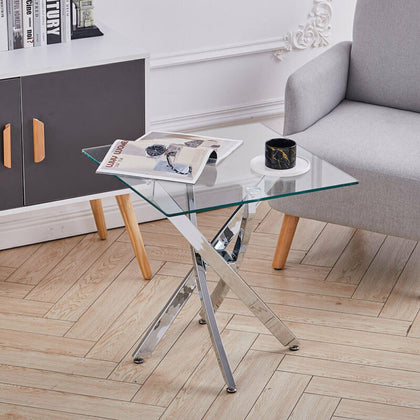 Tempered Glass Square Dining Table Coffee Tea Kitchen Table LivingRoom Furniture