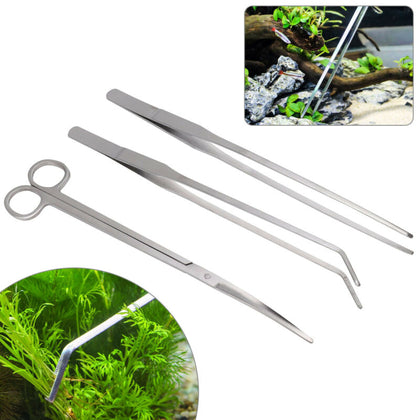 3Pcs Aquarium Live Plant Aquascaping Scissor Tweezers Trimming Tool Trim Set