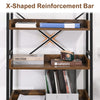 6-Tier Bookshelf Storage Shelf Stand Metal Frame Wooden Floor Brown Height 177cm