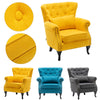 Upholstered Wing Back Chesterfield Sofa Velvet Button Tub Chair Scallop Armchair