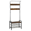 Industrial Coat Rack Stand with 8 Hooks Hangers Storage Cabinet Brown
