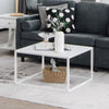 Modern Square Leisure Coffee Table Sofa Side End Table with Faux Marble Tabletop