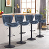 2x Blue Bar Stool Faux Leather Adjustable Kitchen Stool Pub Chair Swivel