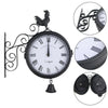 Outdoor Garden Cockerel & Bell Wall Clock Double Sided with Station Bracket
