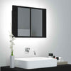 Bathroom LED Mirror Cabinet with 2 Storage Shelves Black Furniture 60x12x45 cm