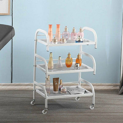 Glass Trolley Shelves 3-layer beauty frame Toughened Shelves Hair Beauty Salon