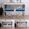 Dressing Table Stool Velvet Sofa Foot Rest Makeup Chair Footstool Chrome Frame
