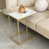 Stylish Crafted C-Sofa Side/Laptop Table White Marble Top with Gold Metal Leg