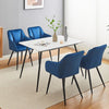 2pcs Blue Velvet Dining Chairs Set Padded Seat Metal Legs Kitchen Furniture