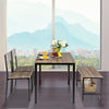 4-Piece Wooden Dining Table & Chair Set Modern Kitchen Table w/2 Chairs & Bench