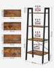 Home  Ladder Shelf, Bookshelf, 4-Tier Industrial Storage Rack for Living Room