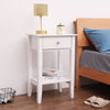 Wooden Bedside Table Cabinet Side w/Drawer&Shelf Nightstand Storage Bedroom