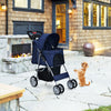 4-Wheel Pet Stroller Dog Cat Walk Travel Carrier Carriage with Storage Basket