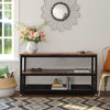 Rustic Side Coffee Table Industrial Furniture Coated Steel Frame Storage Shelves