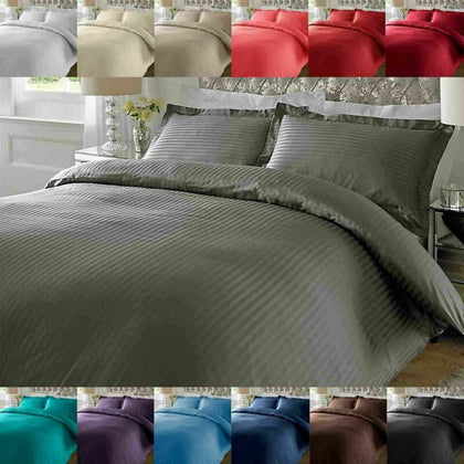 Hotel Quality Duvet Cover Set Stripe 300TC Single Double King Super Size Bedding