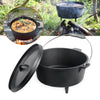4.5L Dutch Oven Cooking Pot Cast Iron Outdoor Camping Camp Fire with Handle/Lid