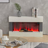 Glass Electric Fire White LED Flame Mantel Fireplace WiFi Wall Mounted Heater UK