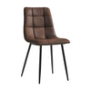 Pair of Brown Faux Leather Dining Chairs Kitchen Padded Soft Seat Metal Leg