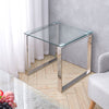 Small Glass End Table Sofa Side Bedside Lamp Table Nightstand Coffee Table Steel