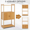 2 Tier Bamboo Bathroom Storage Cabinet Freestanding Cupboard Display Rack 2-Door